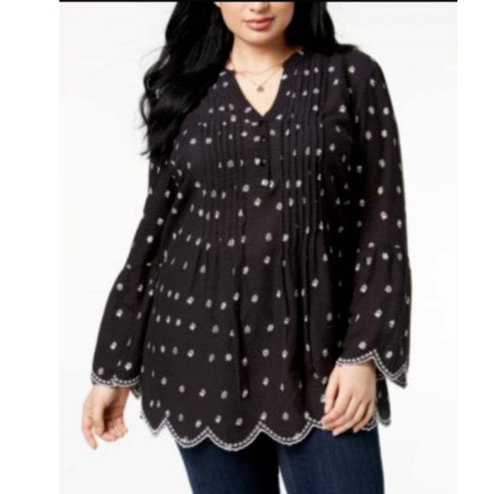 Style & Co Woman Plus Sz 0X Pintuck Top Blouse